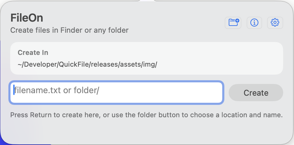 FileOn create field with a filename typed